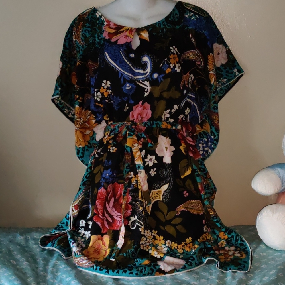 Butterfly Sleeve Floral Dress with Tie